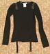 Vintage Christian Dior Black Long Sleeve Cotton Top With Leather Straps U. S 6