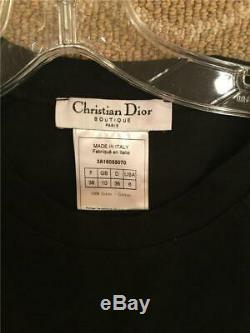 Vintage Christian Dior Black Long Sleeve Cotton Top with Leather Straps U. S 6