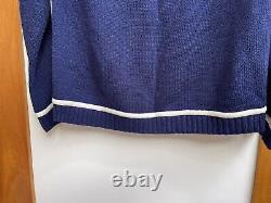 Vintage Courreges Paris Women's Knitted Blue And White Sweater Top- Size B
