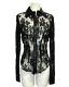 Vintage Dolce & Gabbana Ladies Small Black Lace-leather Long Sleeve Blouse-top