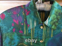 Vintage Escada Print Silk Blouse Silk Printed Long Sleeve Top sz 34 Xs Small