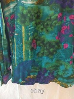 Vintage Escada Print Silk Blouse Silk Printed Long Sleeve Top sz 34 Xs Small