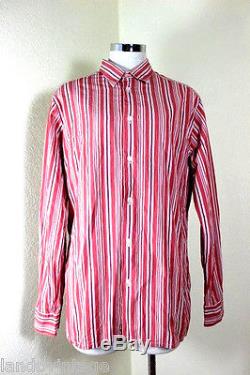 Vintage HERMES Red Stripes Long Sleeve Shirt Top Men's 16 / 41 Medium