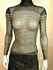 Vintage Jean Paul Gaultier Stripe Printed Mesh Black Top Size S Made In Italy