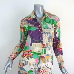 Vintage Lanvin Shirt Multicolor Printed Jacquard Size 4 Long Sleeve Top
