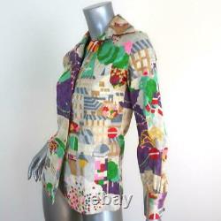 Vintage Lanvin Shirt Multicolor Printed Jacquard Size 4 Long Sleeve Top