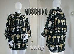 Vintage Moschino Men's Mushroom Print Cotton Button-Up Top L-XL c. 1990s