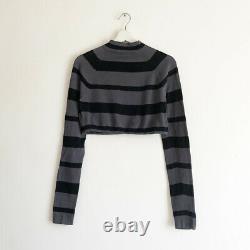 Vintage Prada black grey stripe cotton mockneck cropped crop top miu miu XS S M