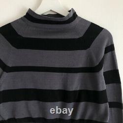 Vintage Prada black grey stripe cotton mockneck cropped crop top miu miu XS S M