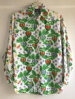 Vintage Versace Jeans Couture 90s Berry Fruit Print Blouse Top Shirt Size XS
