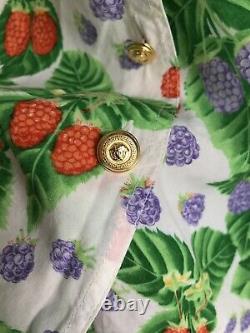Vintage Versace Jeans Couture 90s Berry Fruit Print Blouse Top Shirt Size XS