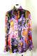 Vintage Versace Jeans Couture Purple Barocco Rayon Long Sleeve Shirt Top L 7 8 9