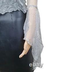 Vintage Voyage London Womens Grey Silk Paisley Top Blouse Size S
