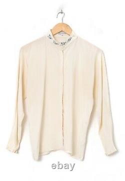 Vintage Women's GIANNI VERSACE Top Blouse Shirt Silk Long Sleeve Beige Size L
