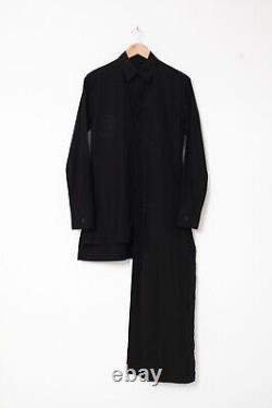 Vintage YOHJI YAMAMOTO Top Assymetric Button Up Long Sleeve Long Black Size 3