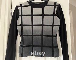 Vintage black and grey unique long sleeve top with check design