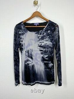 Vivienne Tam XL Mesh Long Sleeve Top Waterfall Tie Dye Y2K