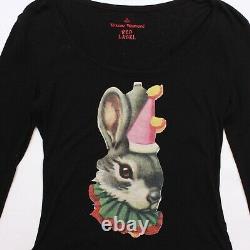 Vivienne Westwood Black Rabbit Print Long Sleeved Top Size S