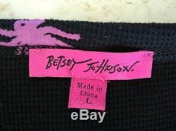 Vtg 80's Betsey Johnson Black Widow Spider Long Sleeve L Thermal Top Punk