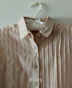 Vtg Peach Apricot Paris Silk Pintuck Bodice Drape Blouse Shirt Top, Poet Sleeves