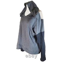 WILT L The Big Hoodie Long Sleeve Blue Gray White Jersey Hooded Top NWT