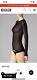 Wolford Small Black Stretch Knit Lace Mesh Long Sleeve Top Swarovski Crystals