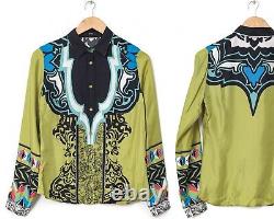 Women ETRO Silk Top Shirt Button Down Long Sleeve Paisley Printed Size IT42 US 6