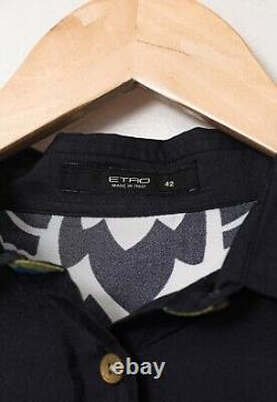 Women ETRO Silk Top Shirt Button Down Long Sleeve Paisley Printed Size IT42 US 6