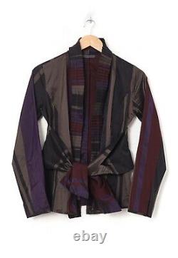 Women ETRO Top Wrap Shirt Long Sleeve Blouse Kimono Silk Striped Size IT 42 US 6