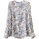 Women Floral Printed Round Neck Long Sleeve Casual Top Shirts Real Silk Blouse