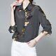 Women Mulberry Silk Loose Tops Shirt Lapel Collar Long Sleeve Formal Blouse Xl L