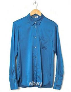 Women's JIL SANDER Top Shirt Long Sleeve Silk Blue Size EU 42 US 10