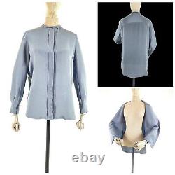 Women's LORO PIANA 100% Silk Grey Long Sleeve Shirt Blouse Top Size 44 / M-L