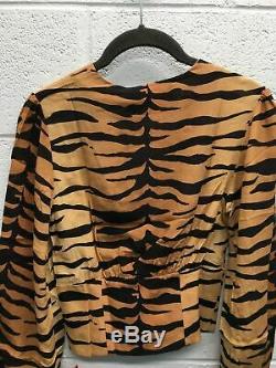 Women's Realisation Long-Sleeved Crop Top XS Tiger Stripe Pattern Silk