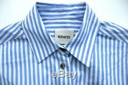 Womens $520 KHAITE Blue White Stripe Long Sleeve XS Blouse Top NEW WITH TAGS