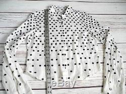 Womens ANN DEMEULEMEESTER black & white polka dot long sleeve blouse top sz 42