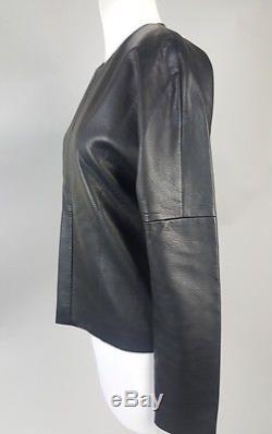 Womens Celine Phoebe Philo Black Vegan Leather Long Sleeve Top Size 36 FR