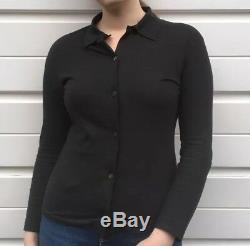 Womens Vintage 80s 90s Fendi Shirt Black Long Sleeved Top Zucca Collared S