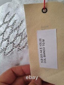 Womens White T-shirt Top X 10 BNWT Silver Detail By Italian Designer Long Sleeve