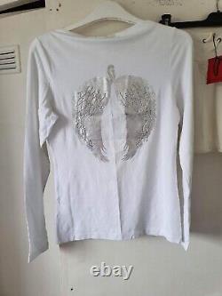Womens White T-shirt Top X 10 BNWT Silver Detail By Italian Designer Long Sleeve