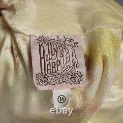 XS Holly Harp Cream Top 1970s Hand Painted Wrap Shirt Velour Long Sleeve 70s VTG