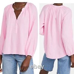 XiRENA Aerin Long Sleeve Gauze Popover Top Shirt in Pretty Pink size M