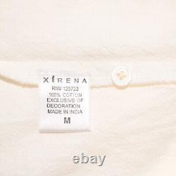 Xirena NWT Lyric Long Sleeve Top Tie Neckline Size M in White Canvas 100% Cotton