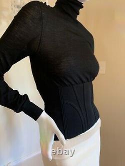 YVES SAINT LAURENT YSL Black Long Sleeve Turtleneck Corset Top Knit Sweater SIZE