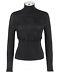 Yves Saint Laurent Ysl Black Long Sleeve Turtleneck Corset Top Knit Sweater Sz M