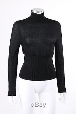 YVES SAINT LAURENT YSL Black Long Sleeve Turtleneck Corset Top Knit Sweater Sz M
