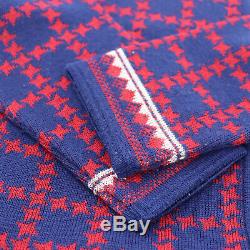 Yves Saint Laurent Separate Long Sleeve Tops Skirt 130 Navy Red Wool Auth #X633