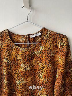 Yves Saint Laurent Variation Women's Leopard Silk Longsleeve Top Size S