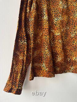Yves Saint Laurent Variation Women's Leopard Silk Longsleeve Top Size S