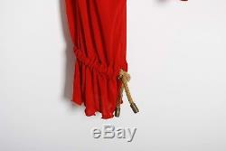 Yves Saint Laurent Women's Red Viscose Sexy Top Long Sleeve Blouse Tee Tank Sz M